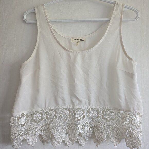 Crop Top - White with lace detail - Picture 1 of 3